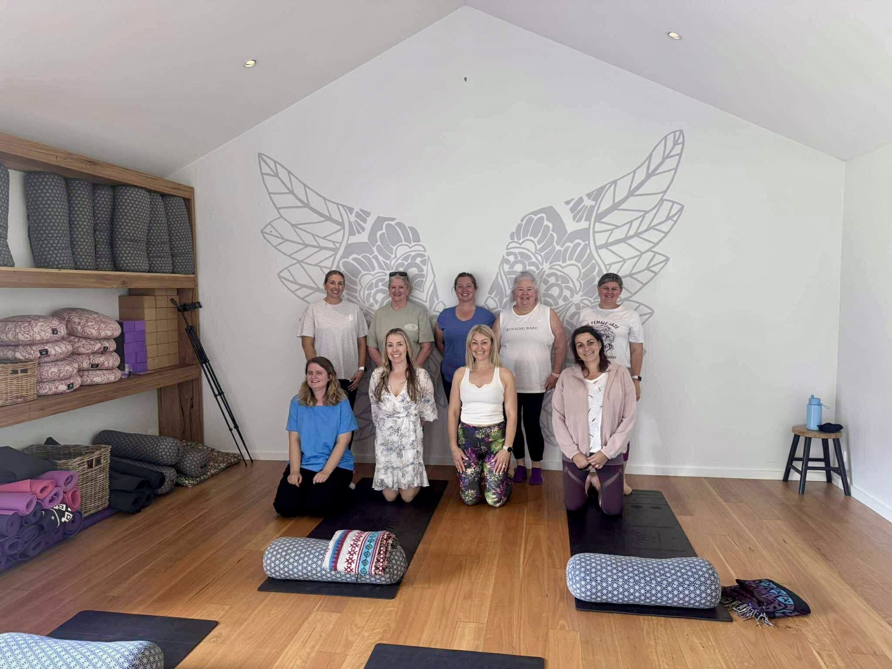 Retreat guests together in the Pilates studio at Torquay in 2026
