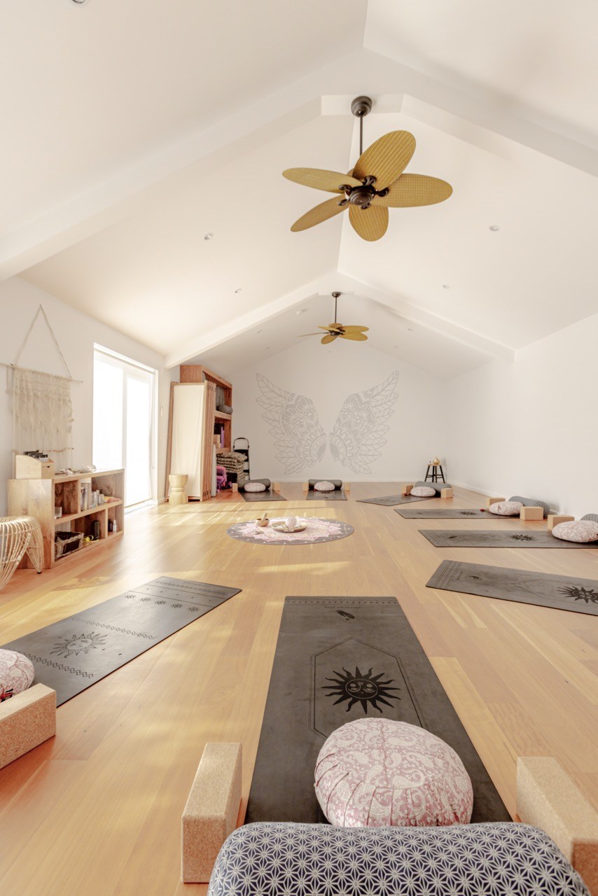 The light-filled Pilates studio at the Summer House Retreat in Torquay